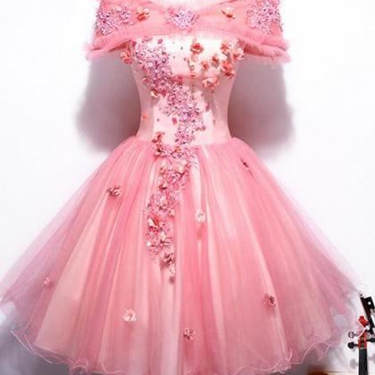 Short Homecoming Dress, Tulle Homecoming Dress, Lace Homecoming Dress, Applique Junior School Dress, Sequin Graduation Dress, Beading Homecoming Dress, LB0292 main image 0