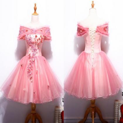 Short Homecoming Dress, Off Shoulder Homecoming Dress, Tulle Homecoming Dress, Applique Junior School Dress, Sleeveless Homecoming Dress, A-Line Homecoming Dress, LB0395