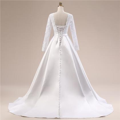 Long Wedding Dress, A-line Wedding Dress, Applique..