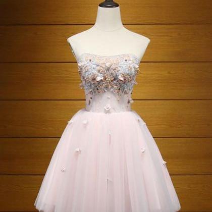 Short Homecoming Dress, Tulle Homecoming Dress, Sweet Heart Homecoming Dress, Applique Junior School Dress, High Quality Graduation Dress, Knee-Length Homecoming Dress, LB0490
