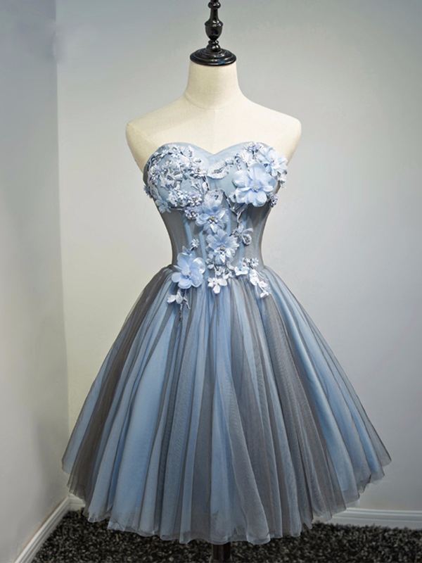 Cap Sleeves Junior Pretty Applique Short Homecoming Dresses, WG805 main image 0