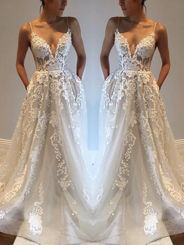 low back a line wedding dresses