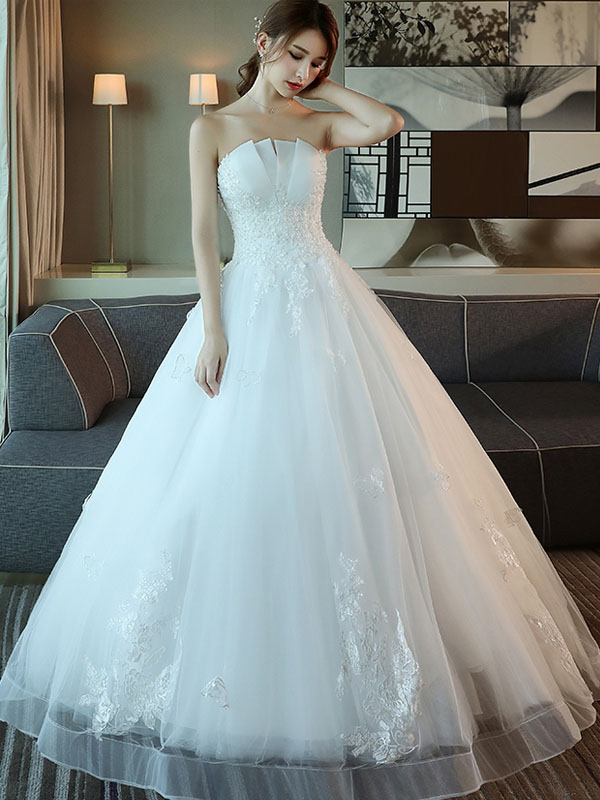 Long Wedding Dress Sweet Heart Wedding Dress Tulle Bridal Dress