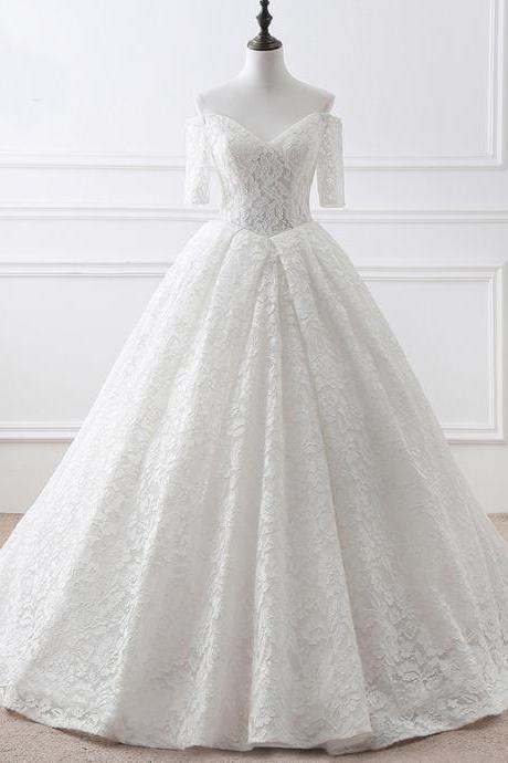 Long Wedding Dress, A-line Wedding Dress, Sweet Heart Wedding Dress, Lace Bridal Dress, Simple Design Wedding Dress, Custom Made Wedding Dress,
