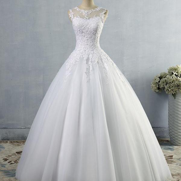 Long Wedding Dress, Sleeveless Wedding Dress, Tulle Wedding Dress ...