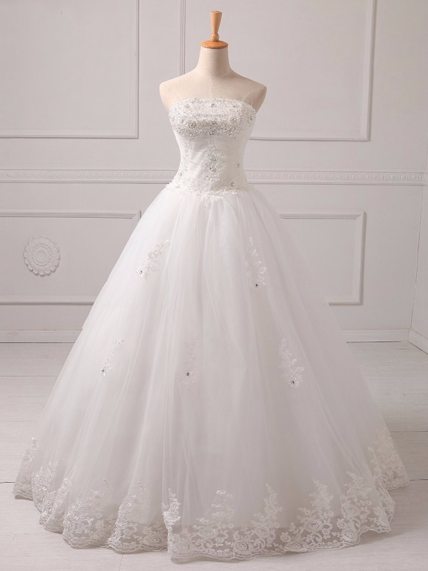 Long Wedding Dress, Tulle Wedding Dress, A-line Bridal Dress, Sweet ...